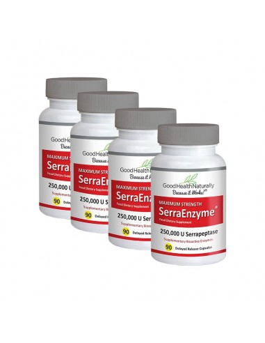 Serra Enzyme® 250,000IU Maximum Strength - 90 Capsules - Buy 3 Get 1 FREE